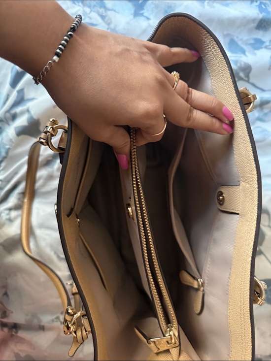 Coach Pebble Leather Tote in Tan Camel